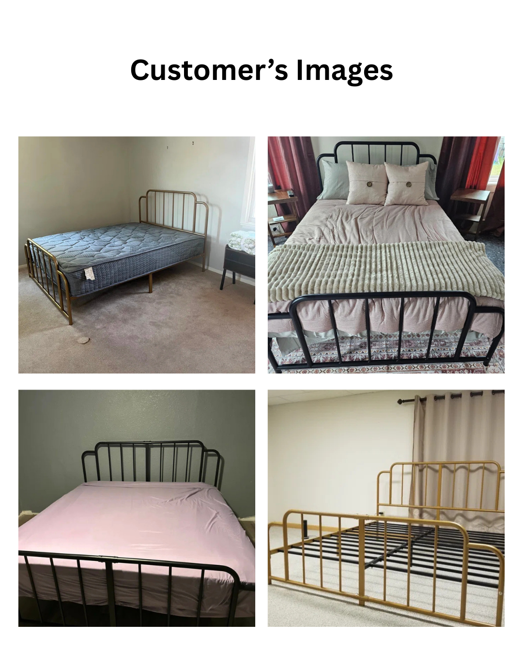 Furnishiaa Modern Metal Platform Bed – Queen & King Size