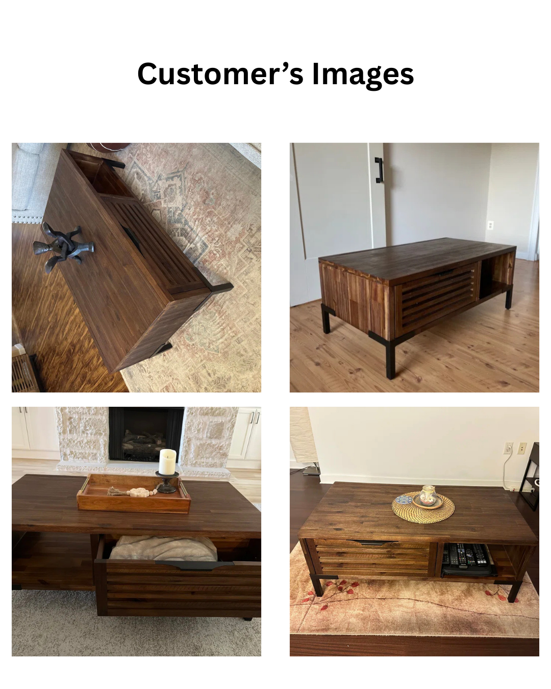 Furnishiaa Solid Sheesham Wood Coffee Table – Rustic Industrial Design