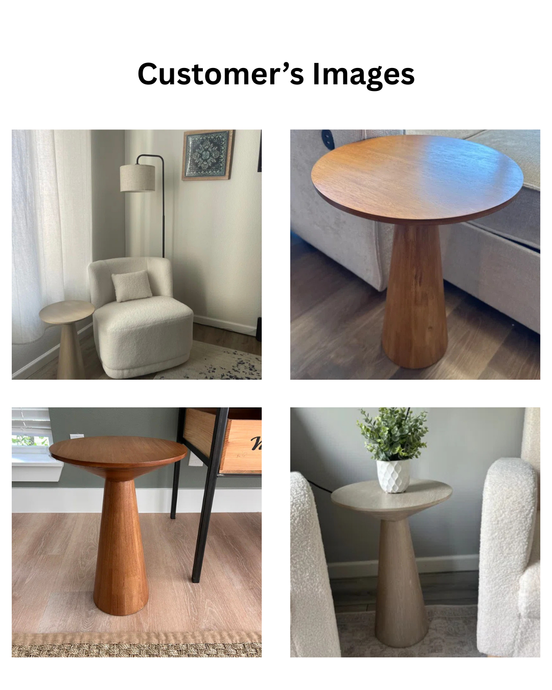 Furnishiaa Pedestal Solid Sheesham Wood End Table – Rustic Round Accent Table