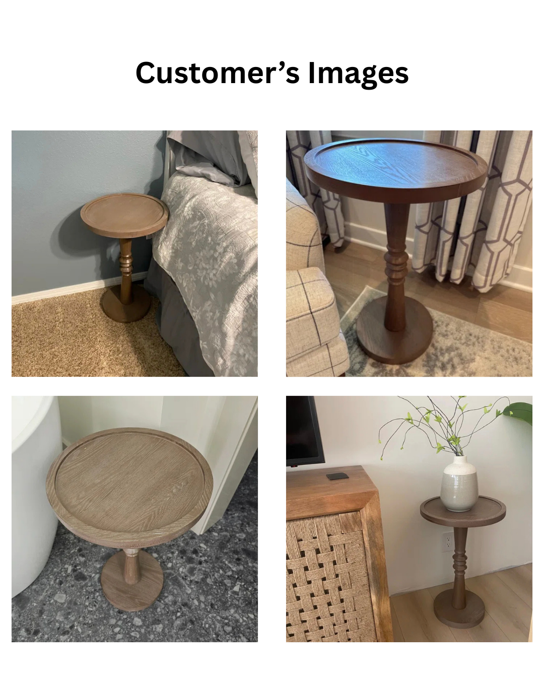 Furnishiaa Rustic Round Pedestal End Table – Solid Sheesham Wood