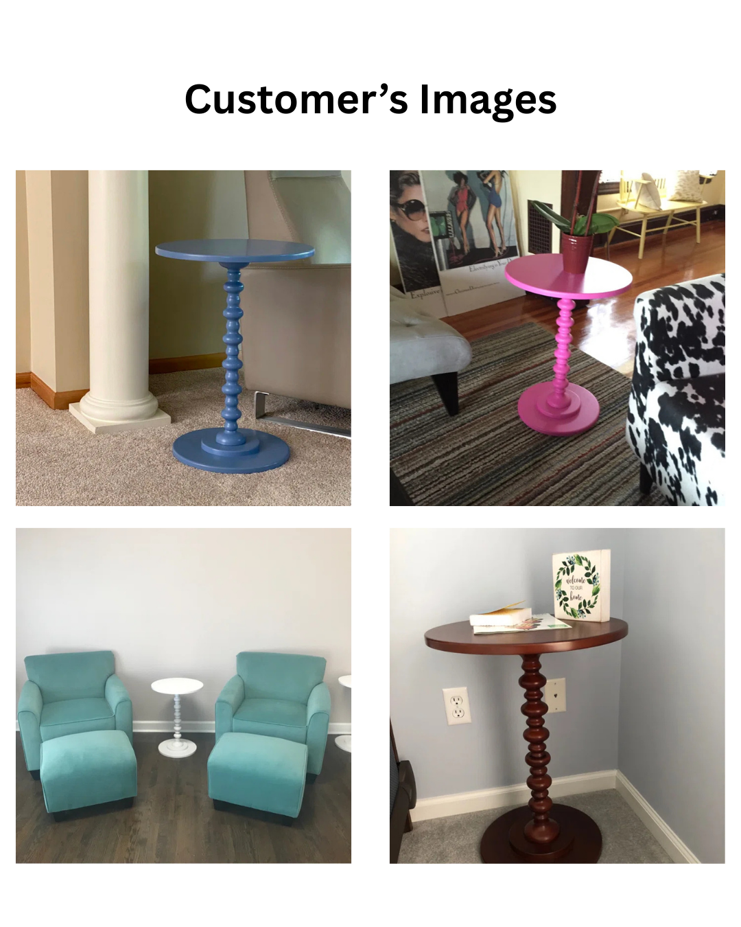 Furnishiaa Solid Sheesham Wood Pedestal End Table with Spindle Base