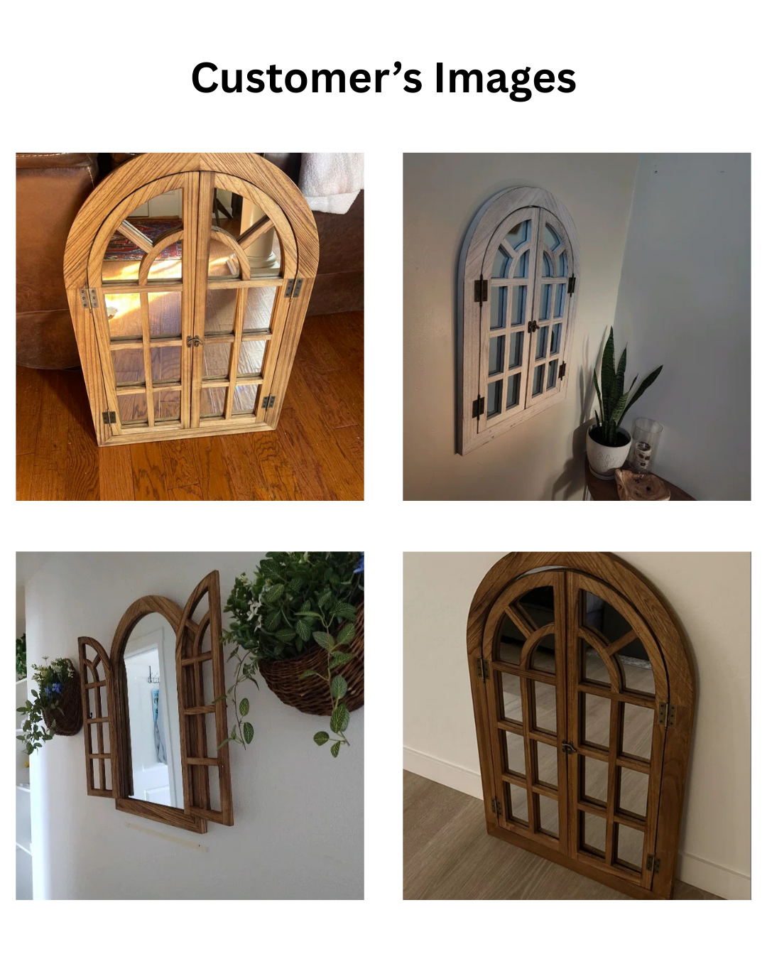 Farmhouse Style Window Mirror with Shutter Doors