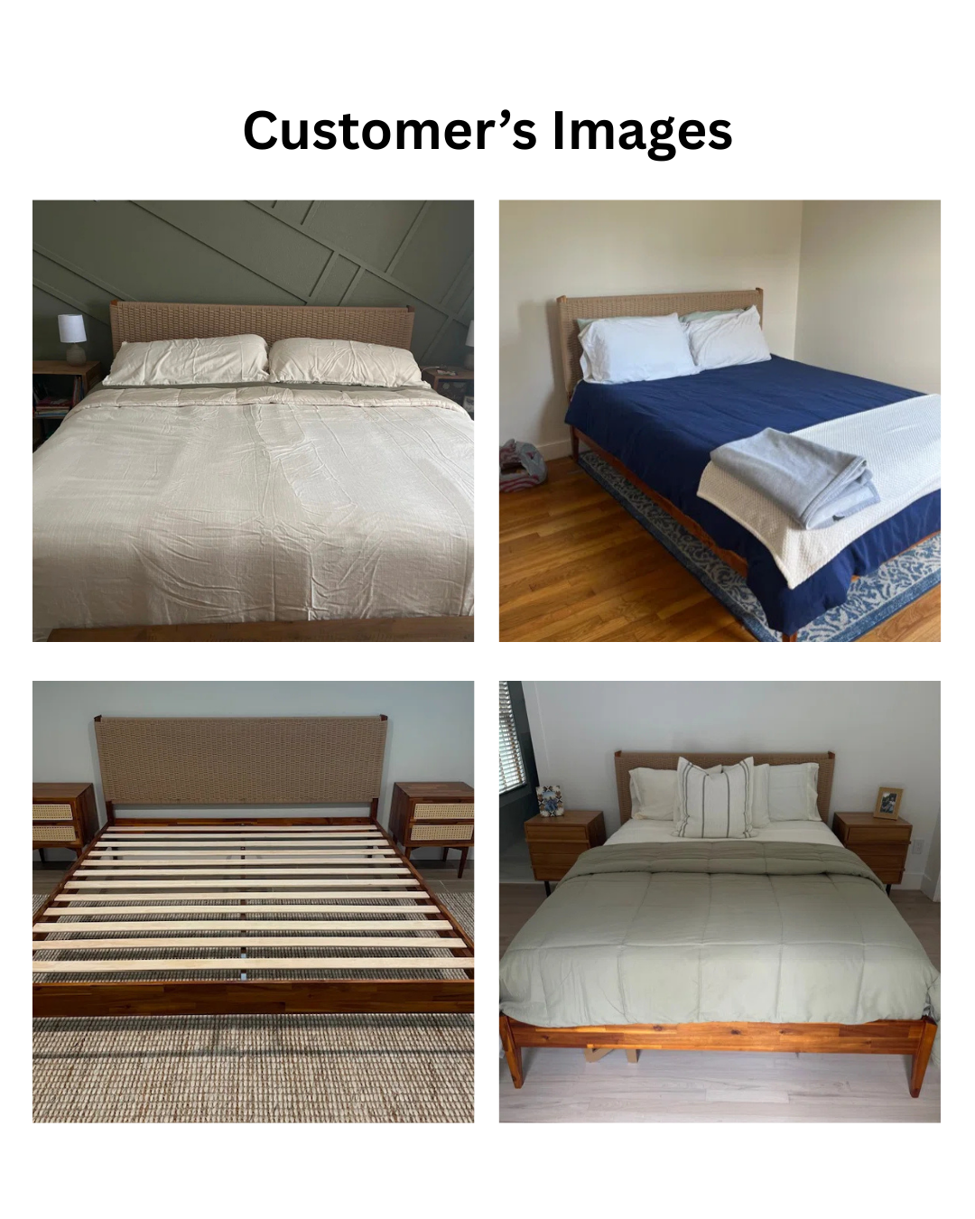 Furnishiaa Handmade Paper Cord Headboard Bed