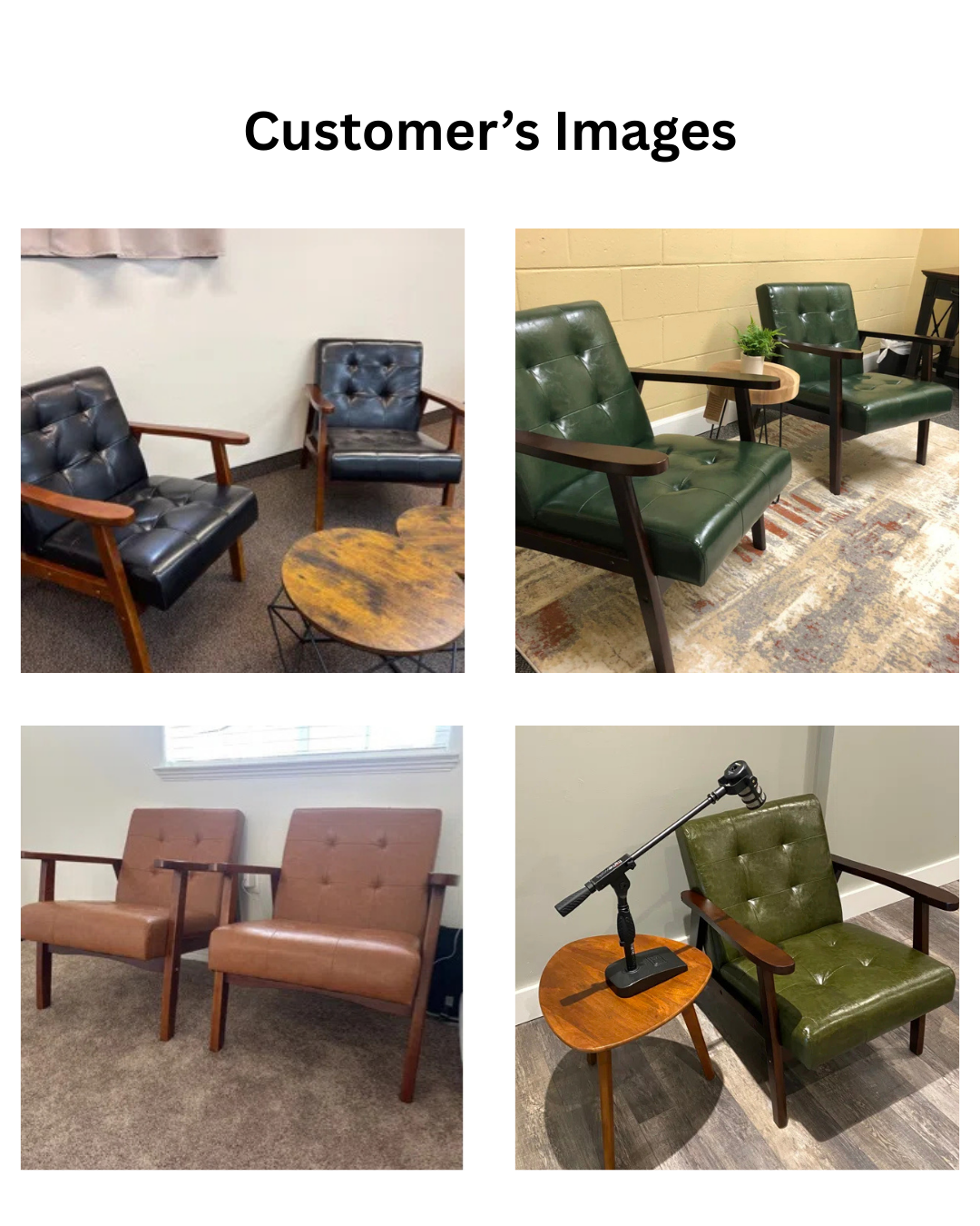 Furnishiaa Mid-Century Modern Faux Leather Armchair