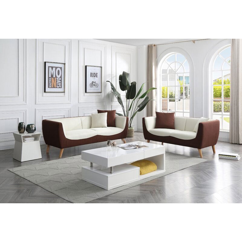 Designer Useful Modular Brown/cream White Sofa Set For Living Room - Furnishiaa -  - 