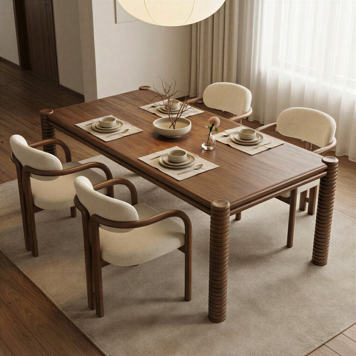 Furnishiaa Modern Solid Wood Dining Table for Kitchen & Dining Room
