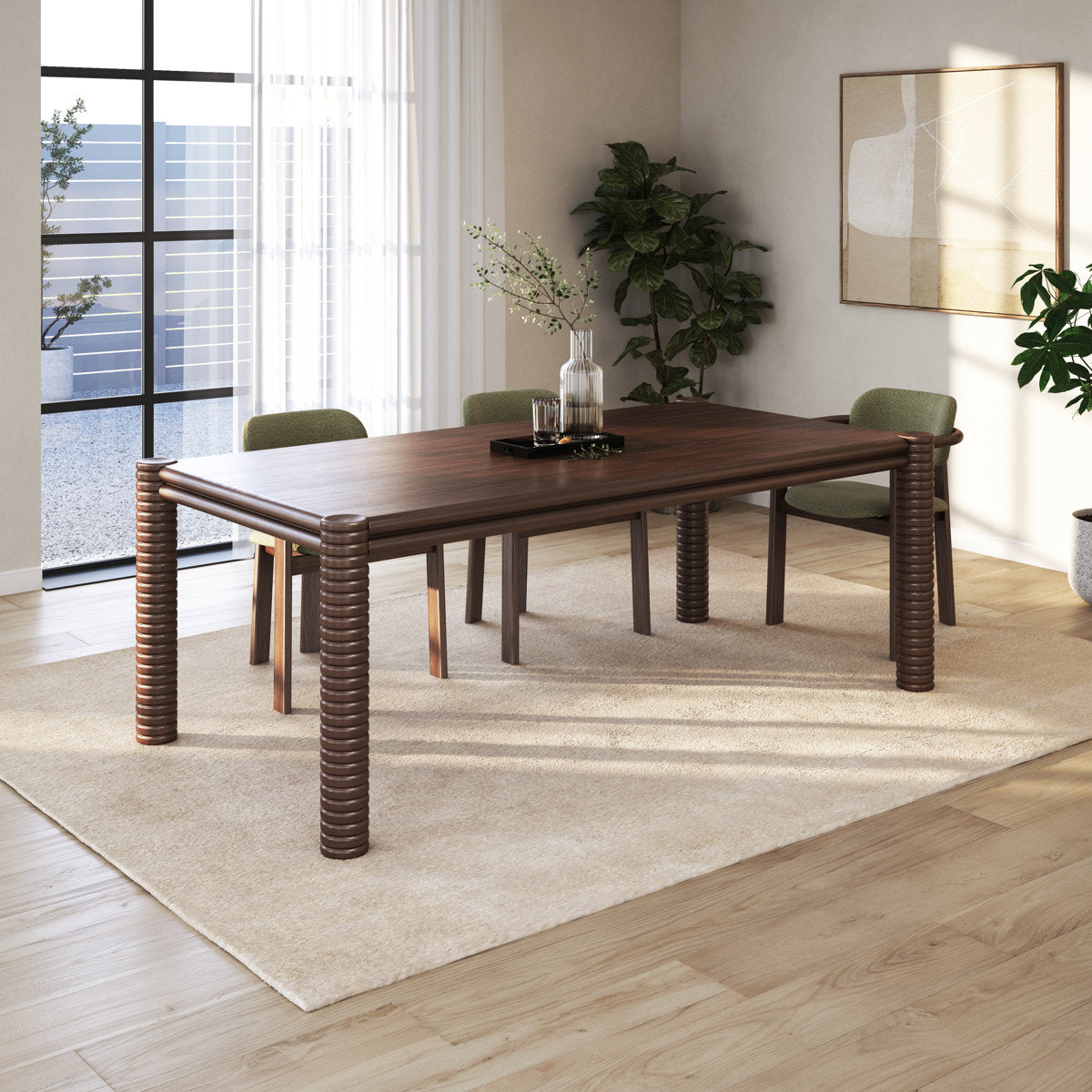 Furnishiaa Modern Solid Wood Dining Table for Kitchen & Dining Room