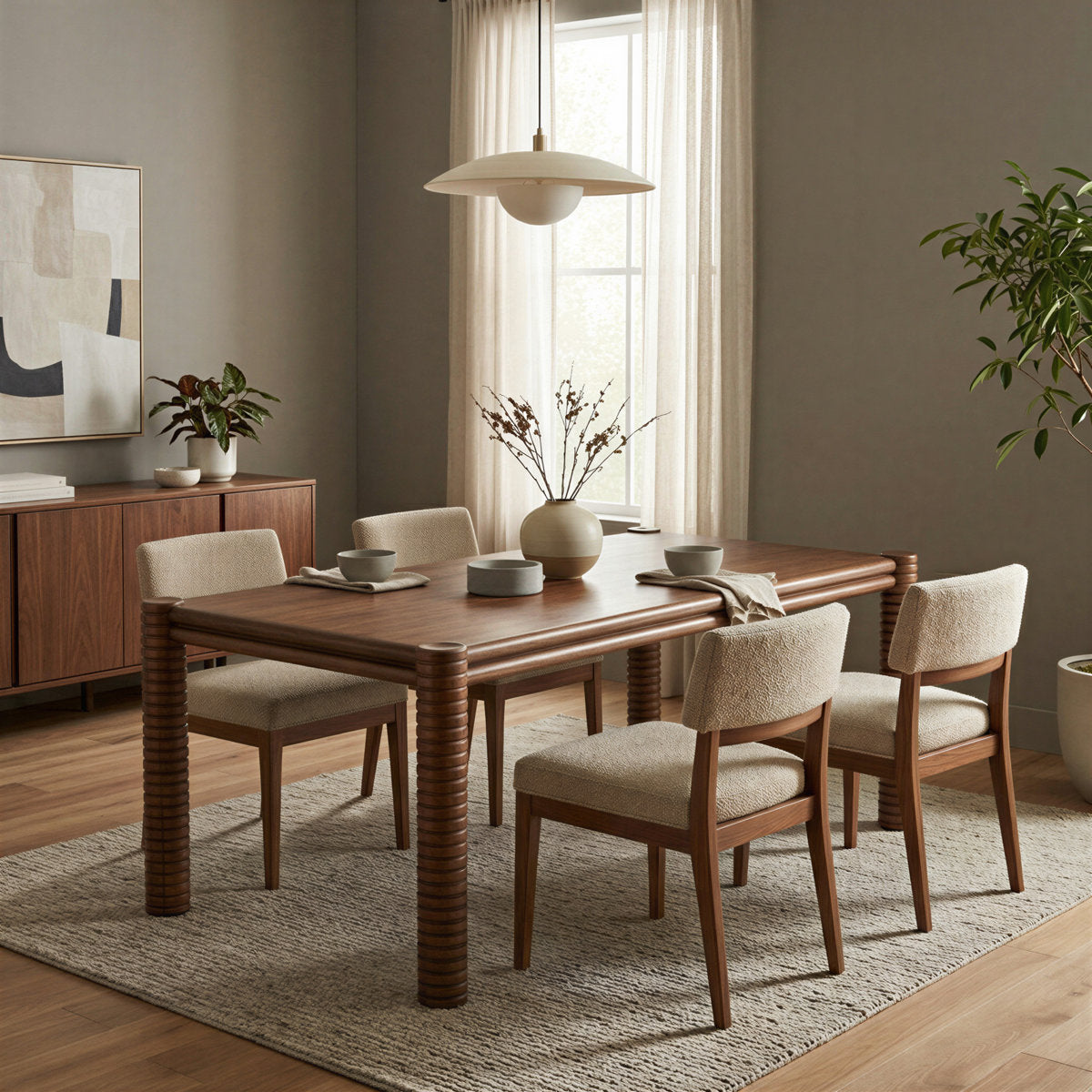 Furnishiaa Modern Solid Wood Dining Table for Kitchen & Dining Room