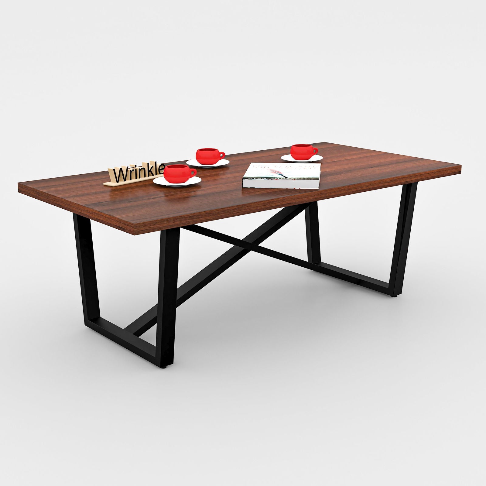 Ever-bearer Metal Coffee Table ( With Walnut Finished Top in Sheesham Wood ) - Furnishiaa -  - 