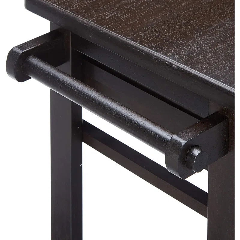 Expendable Solid Wood Foldable Black Dining Table With 2 Stool - Furnishiaa -  - 