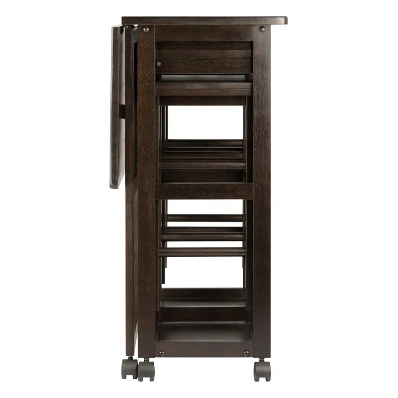 Expendable Solid Wood Foldable Black Dining Table With 2 Stool - Furnishiaa -  - 