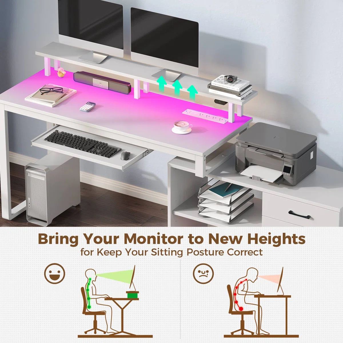 Furnishiaa Solid Sheesham Wood L-Shaped Computer Desk with Storage Drawers