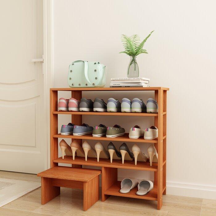 FURNISHIAA Sheesham Wood Shoe Rack With Sitting Stool