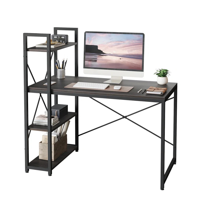 FURNISHIAA Simple Sheesham Wood Study Table with Bookshelf - Furnishiaa -  - 
