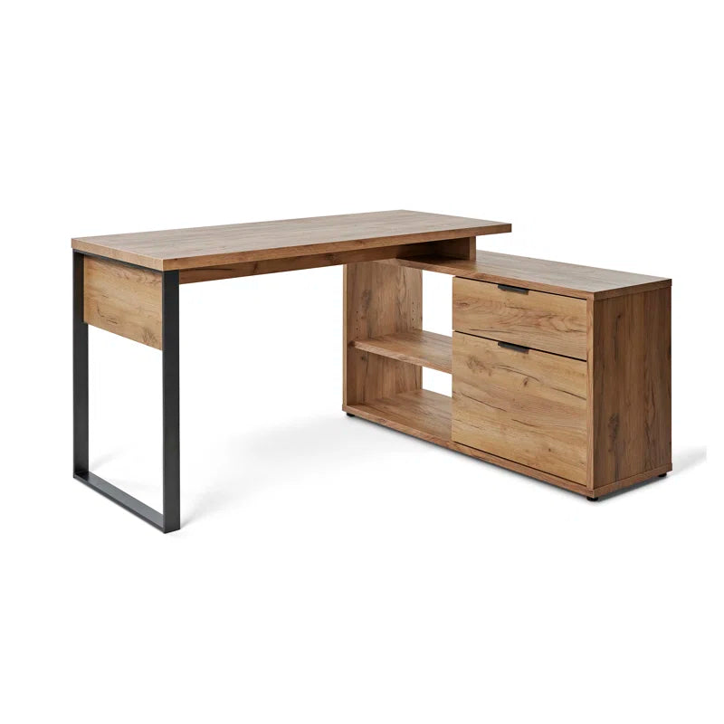 FURNISHIAA Solid Acacia Wood L Shaped Study Table - Furnishiaa -  - 