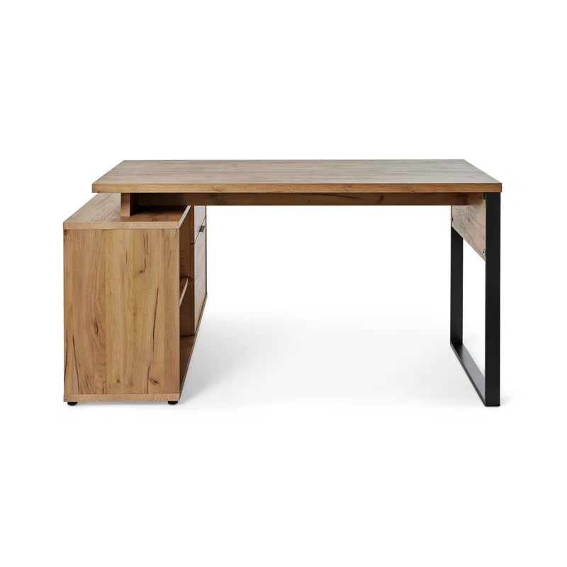 FURNISHIAA Solid Acacia Wood L Shaped Study Table - Furnishiaa -  - 