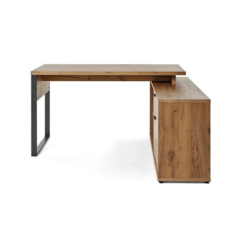 FURNISHIAA Solid Acacia Wood L Shaped Study Table - Furnishiaa -  - 