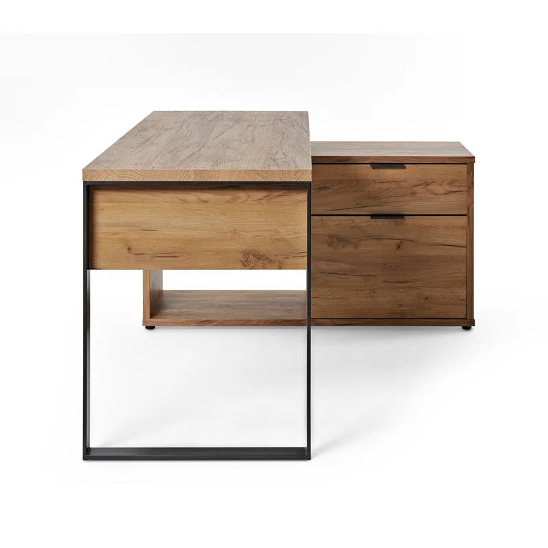 FURNISHIAA Solid Acacia Wood L Shaped Study Table - Furnishiaa -  - 