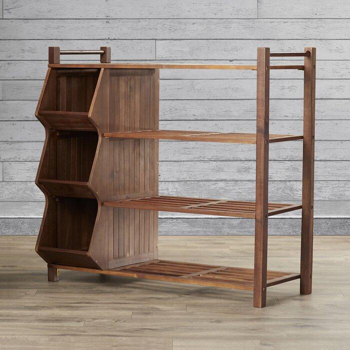 FURNISHIAA Solid Wood Brown Shoe Rack For Home/Office - Furnishiaa -  - 