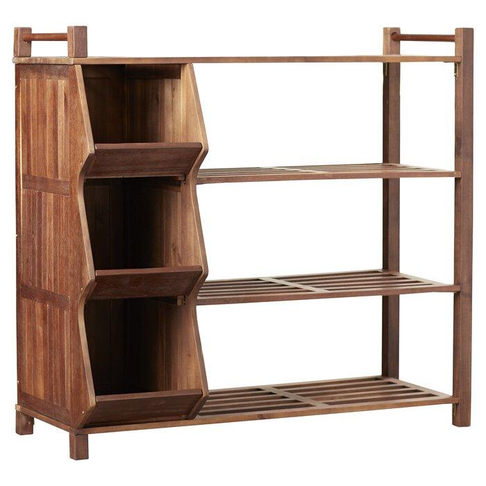 FURNISHIAA Solid Wood Brown Shoe Rack For Home/Office - Furnishiaa -  - 