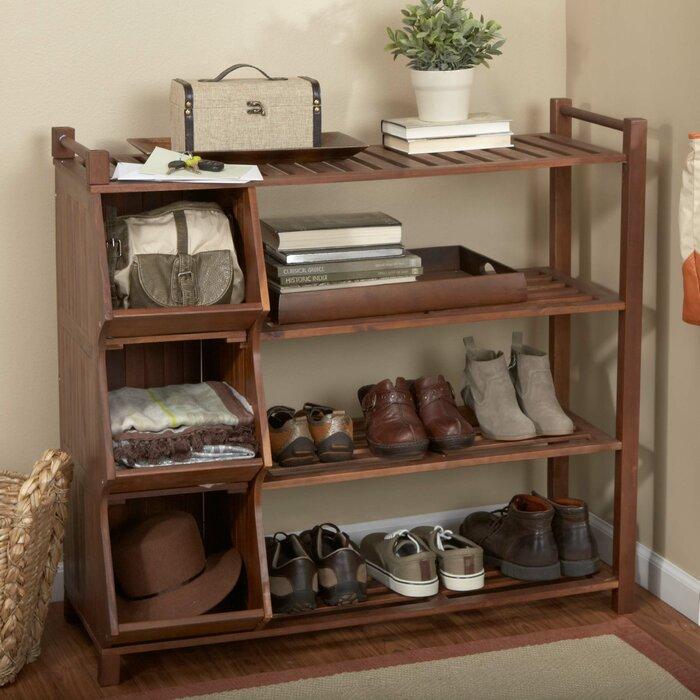 FURNISHIAA Solid Wood Brown Shoe Rack For Home/Office - Furnishiaa -  - 