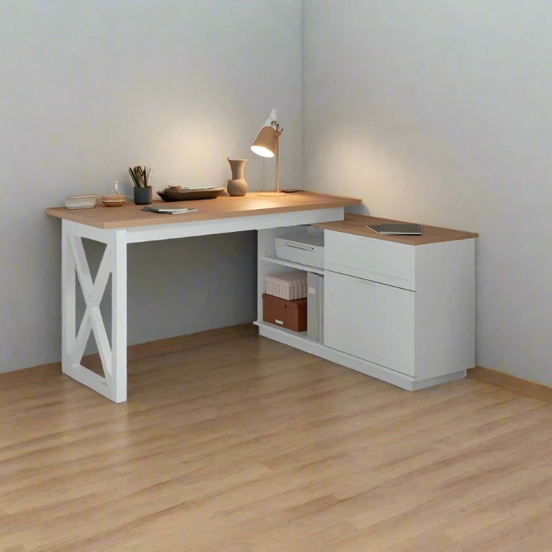 FURNISHIAA Solid Wood L Shaped Computer Table - Furnishiaa -  - 