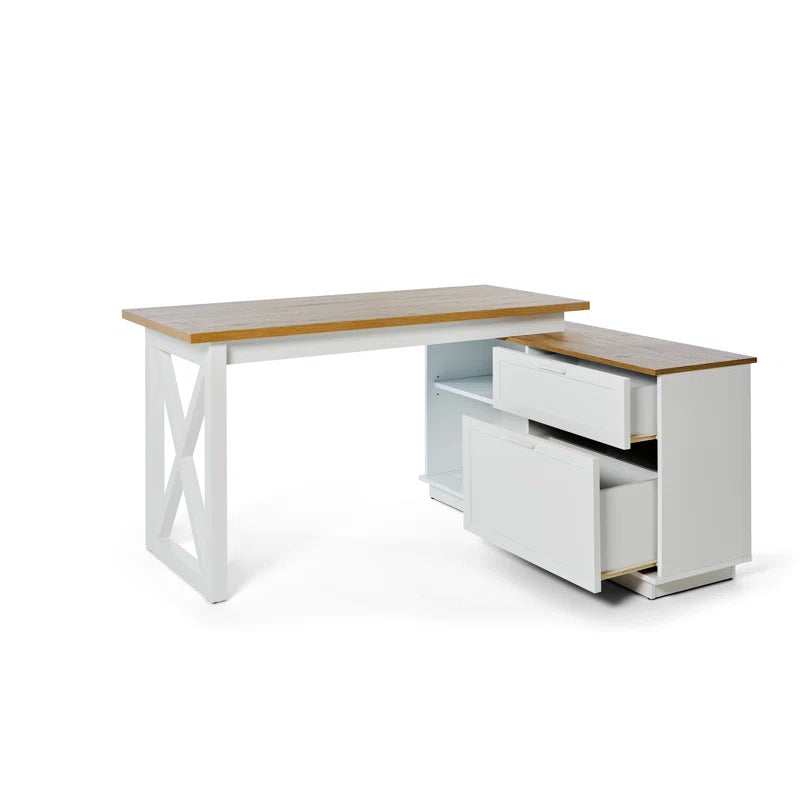 FURNISHIAA Solid Wood L Shaped Computer Table - Furnishiaa -  - 