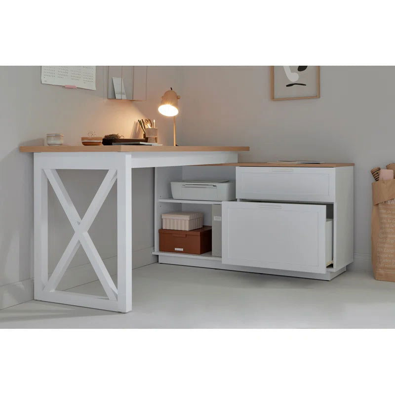 FURNISHIAA Solid Wood L Shaped Computer Table - Furnishiaa -  - 