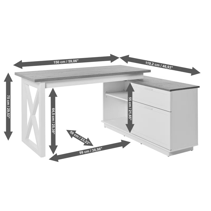 FURNISHIAA Solid Wood L Shaped Computer Table - Furnishiaa -  - 