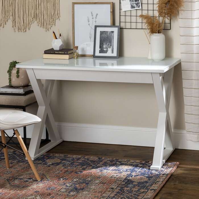 FURNISHIAA White Elegant Study Writing Table for Home Office Multipurpose Table