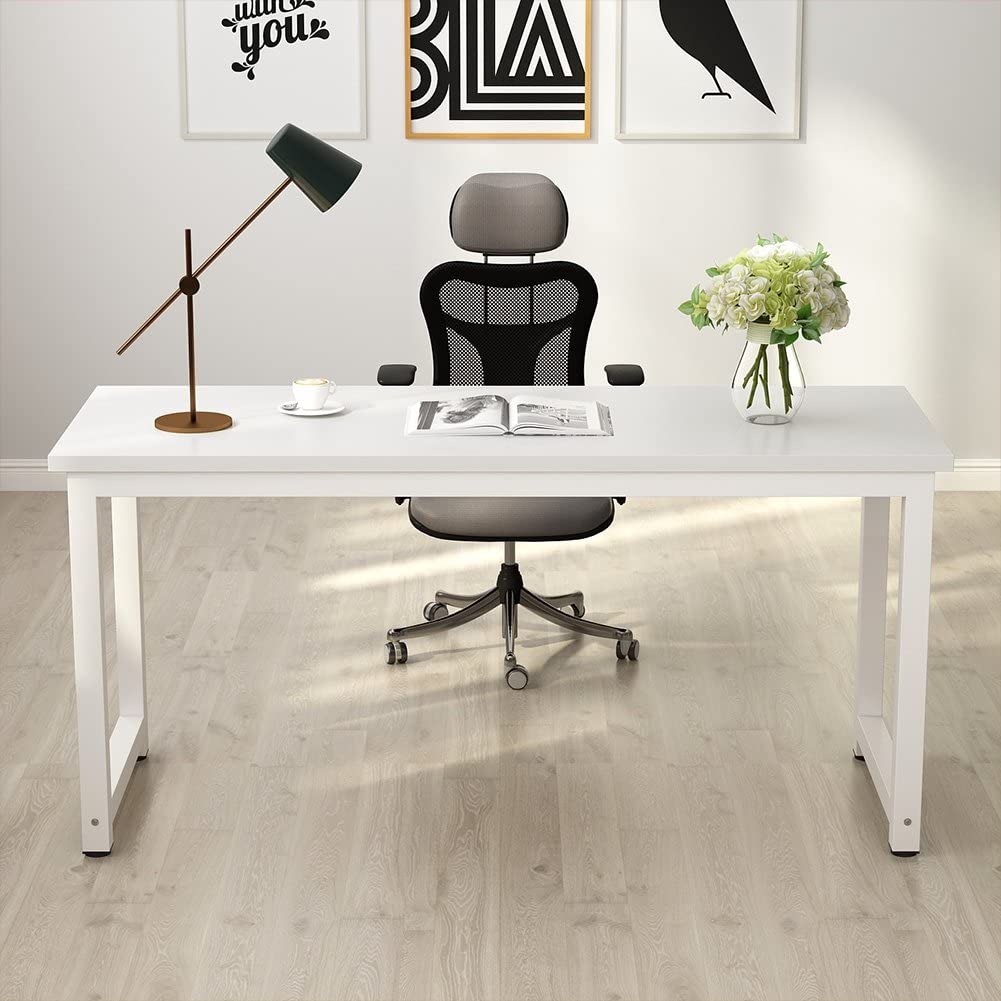 FURNISHIAA White Wooden Study and Computer Table, Table for Home Office,  Multipurpose Table