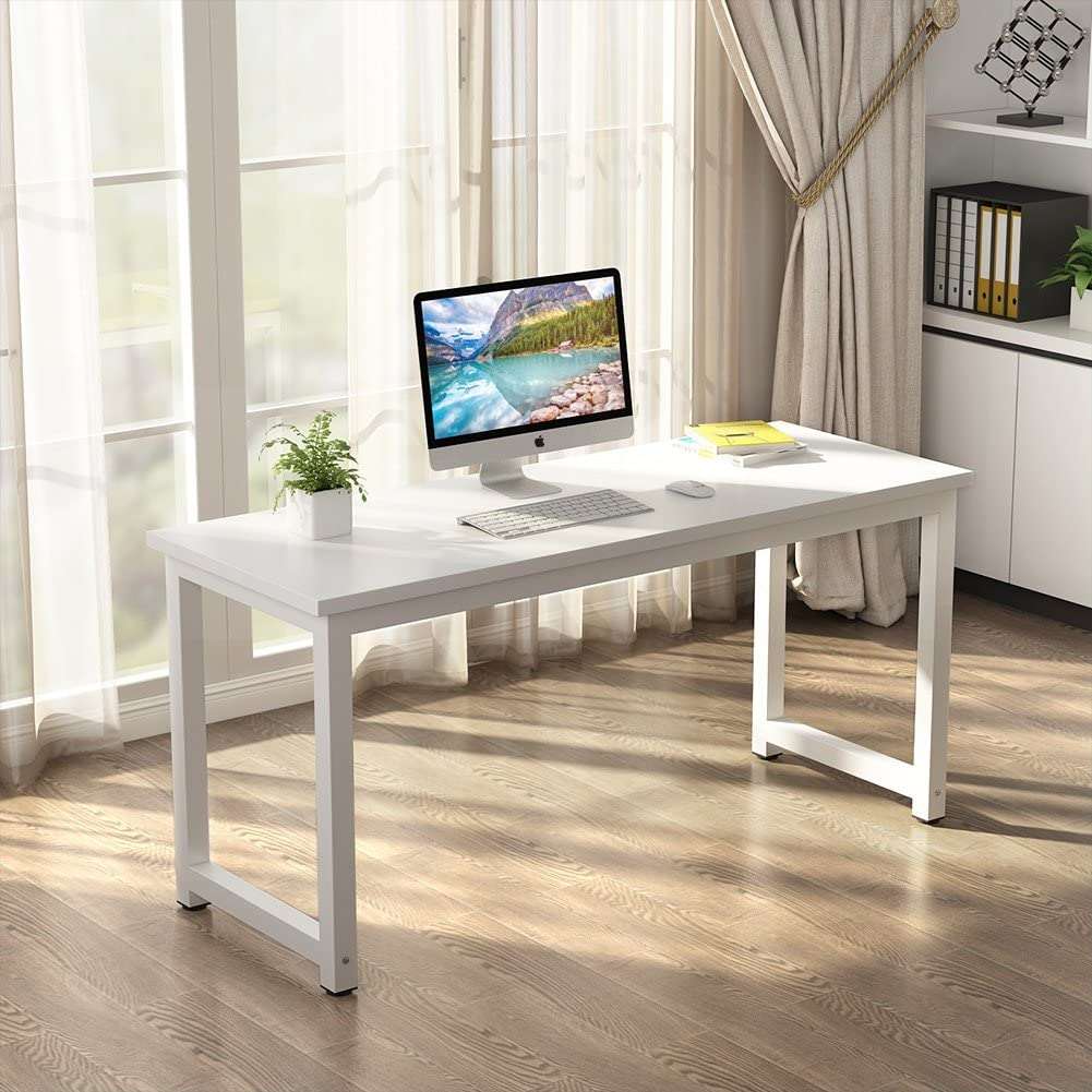 FURNISHIAA White Wooden Study and Computer Table, Table for Home Office,  Multipurpose Table