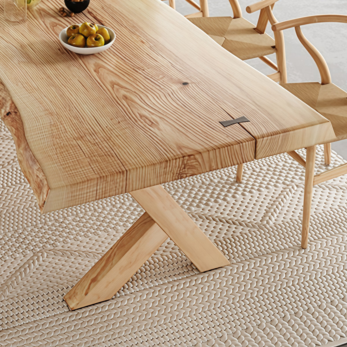 furnishiaa Natural Edge Burlywood Dining Table