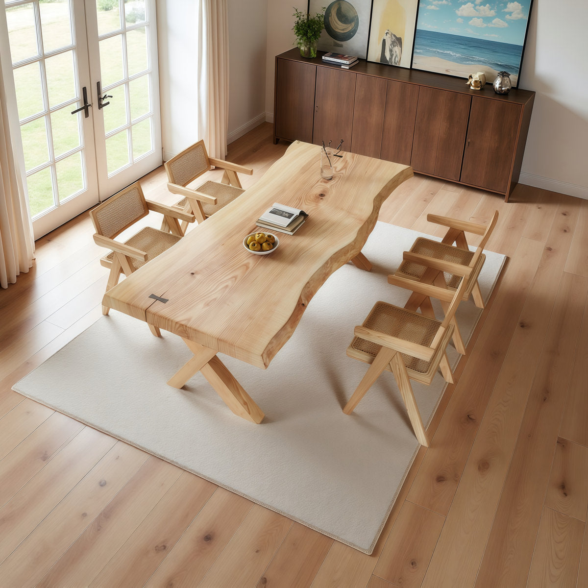 furnishiaa Natural Edge Burlywood Dining Table