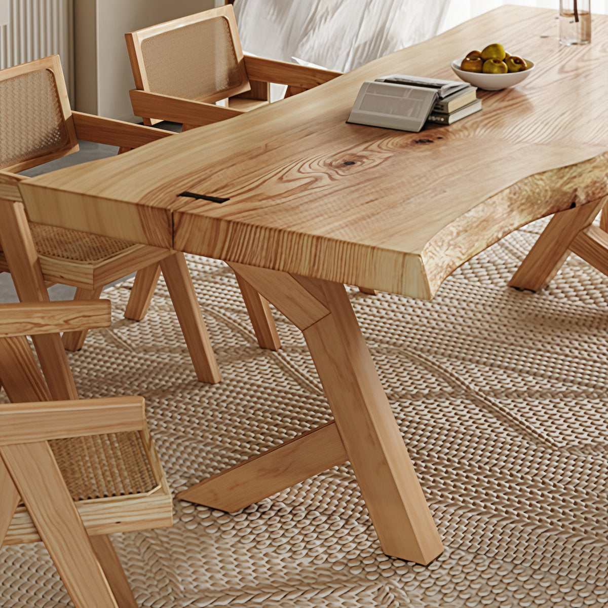 furnishiaa Natural Edge Burlywood Dining Table