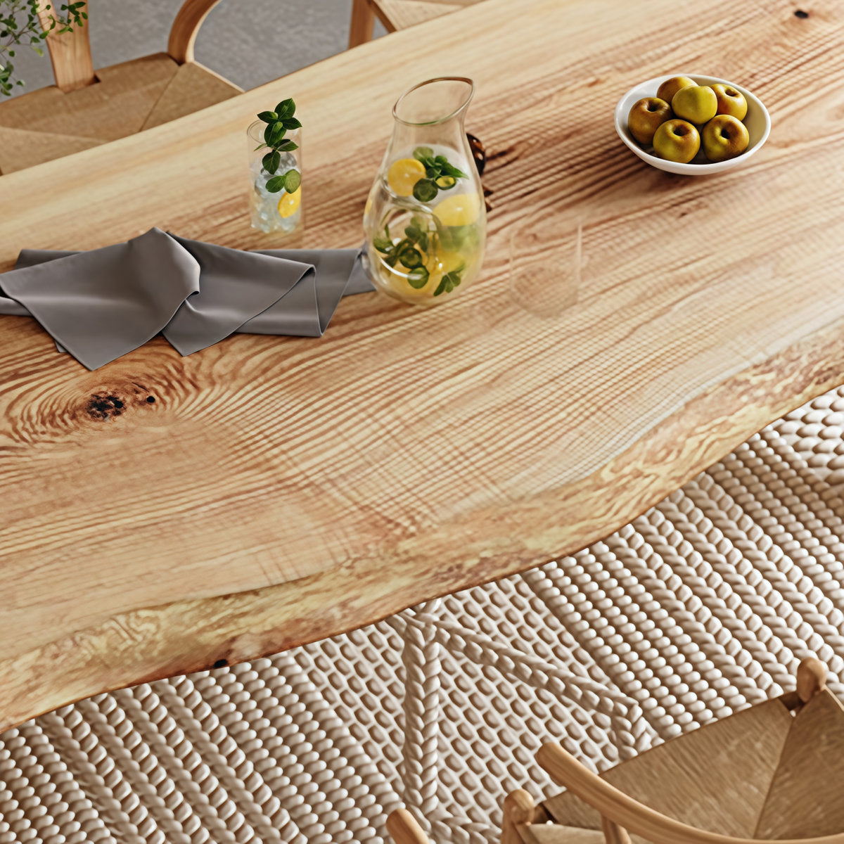 furnishiaa Natural Edge Burlywood Dining Table