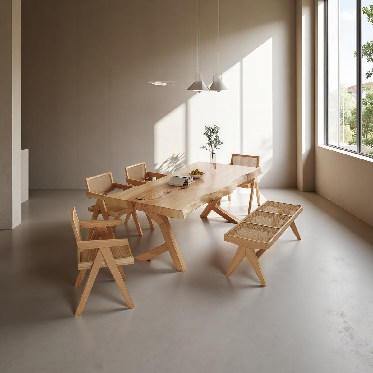 furnishiaa Natural Edge Burlywood Dining Table