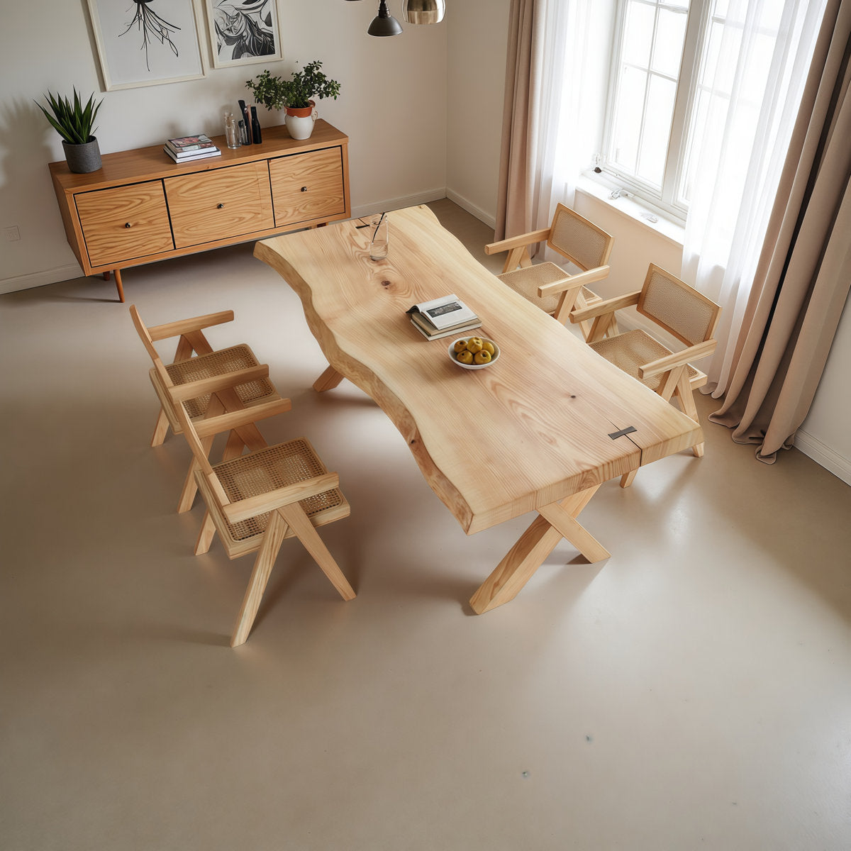 furnishiaa Natural Edge Burlywood Dining Table