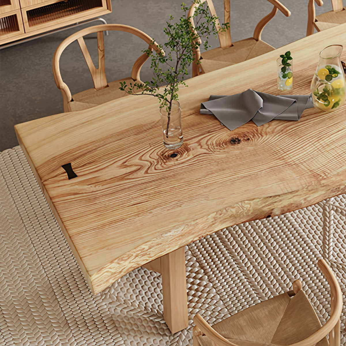 furnishiaa Natural Edge Burlywood Dining Table