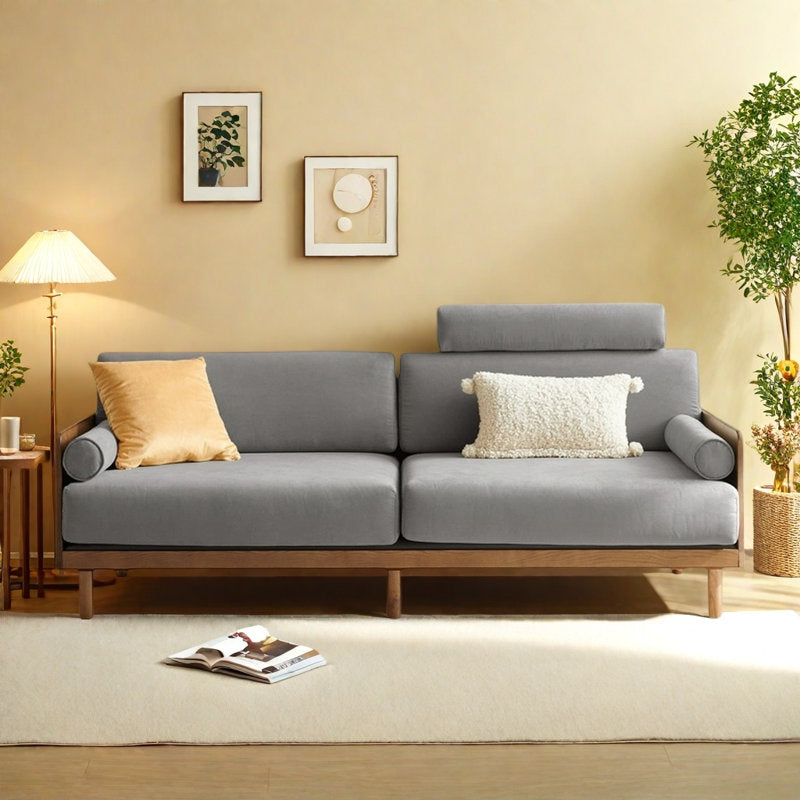 Furnishiaa Retro Style Solid Wood Sofa for Living Room