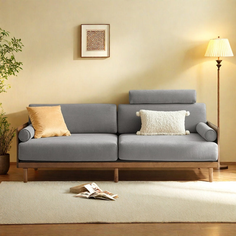 Furnishiaa Retro Style Solid Wood Sofa for Living Room