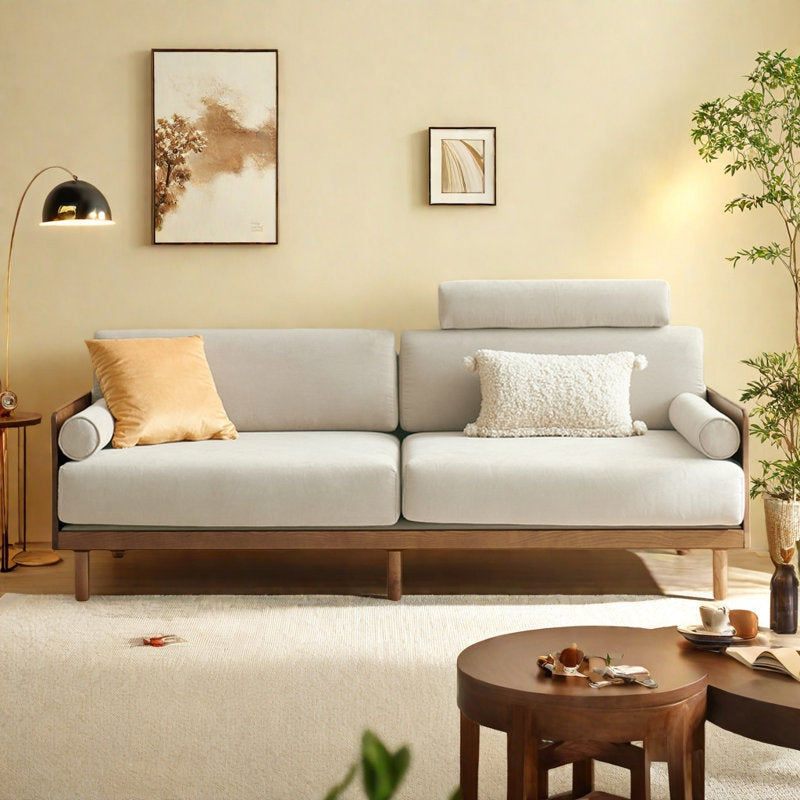 Furnishiaa Retro Style Solid Wood Sofa for Living Room