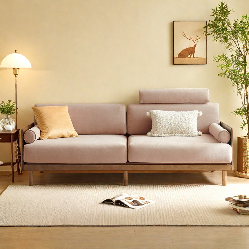 Furnishiaa Retro Style Solid Wood Sofa for Living Room