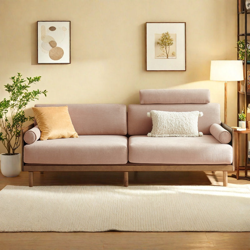 Furnishiaa Retro Style Solid Wood Sofa for Living Room