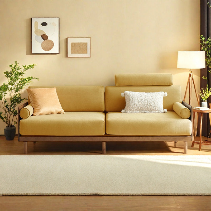 Furnishiaa Retro Style Solid Wood Sofa for Living Room