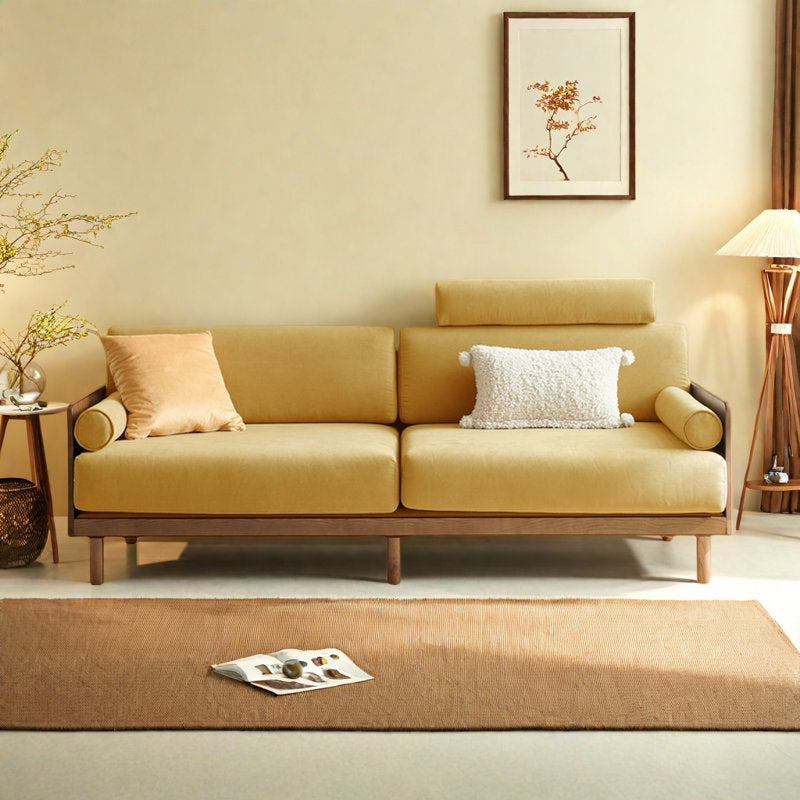 Furnishiaa Retro Style Solid Wood Sofa for Living Room