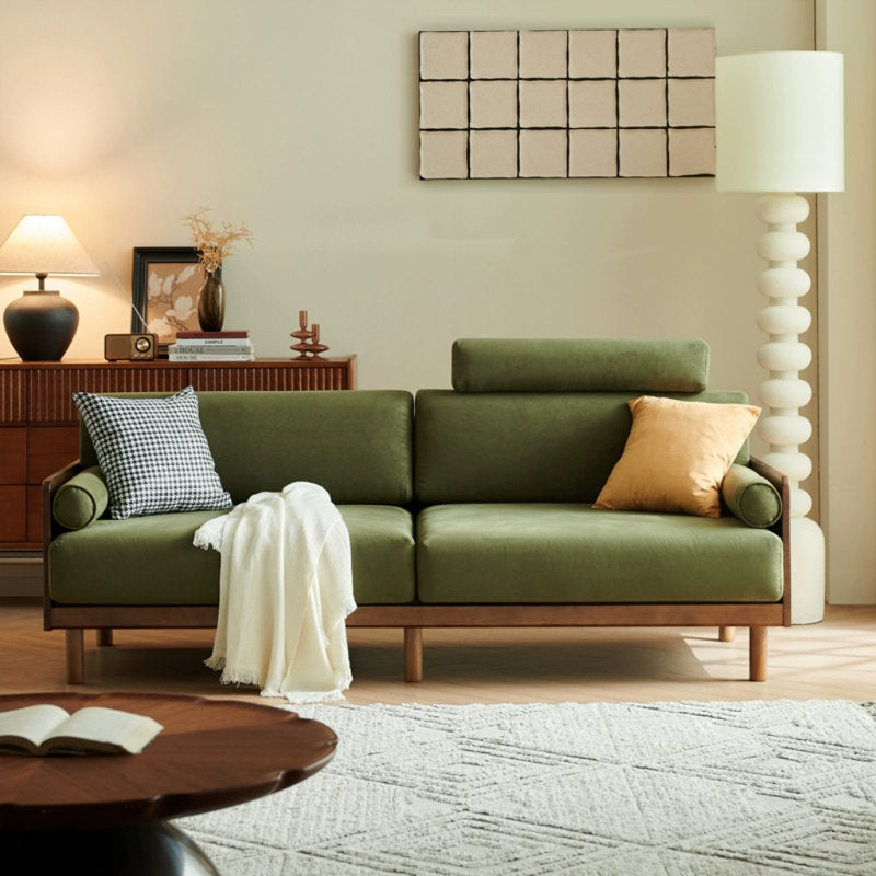 Furnishiaa Retro Style Solid Wood Sofa for Living Room