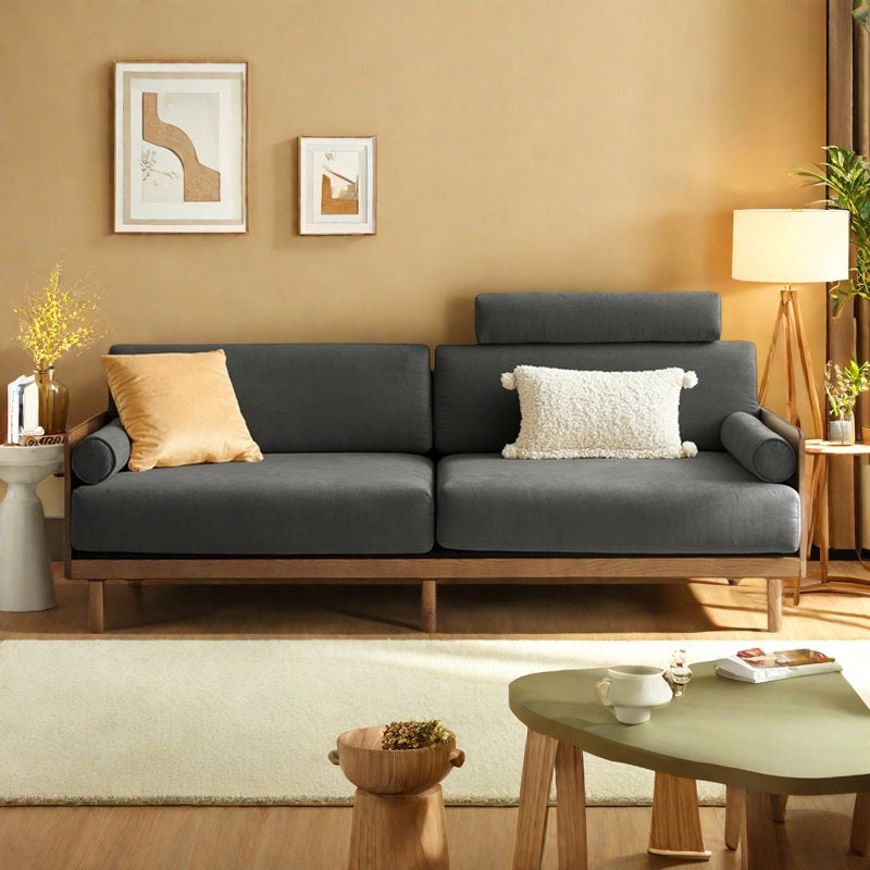 Furnishiaa Retro Style Solid Wood Sofa for Living Room