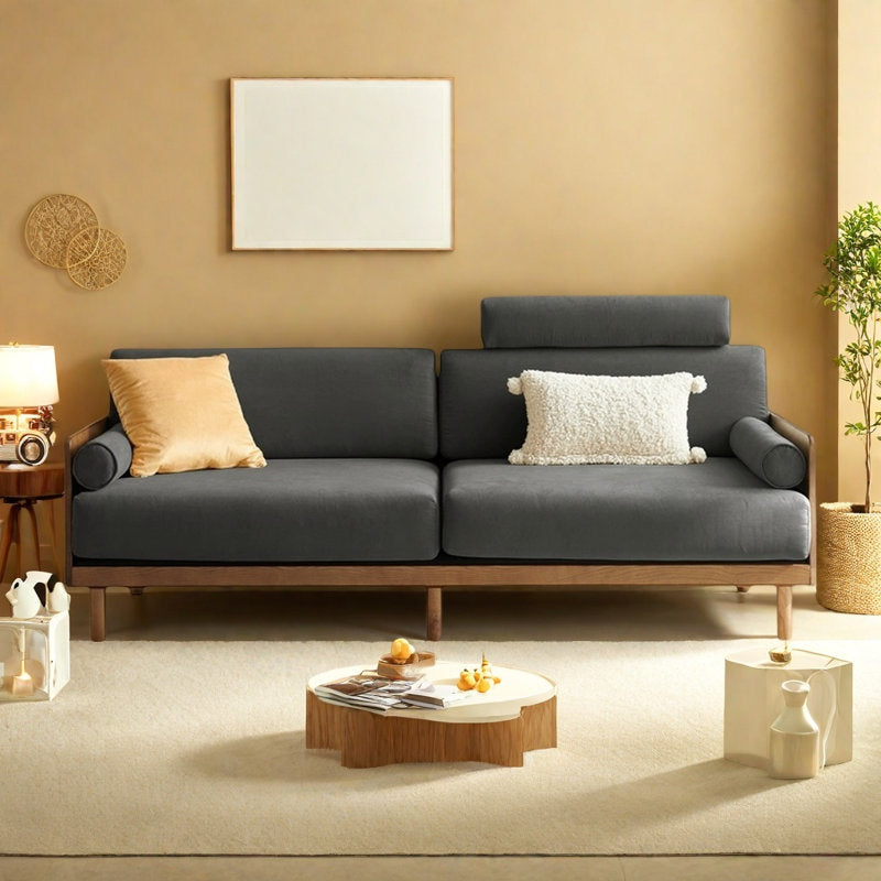 Furnishiaa Retro Style Solid Wood Sofa for Living Room