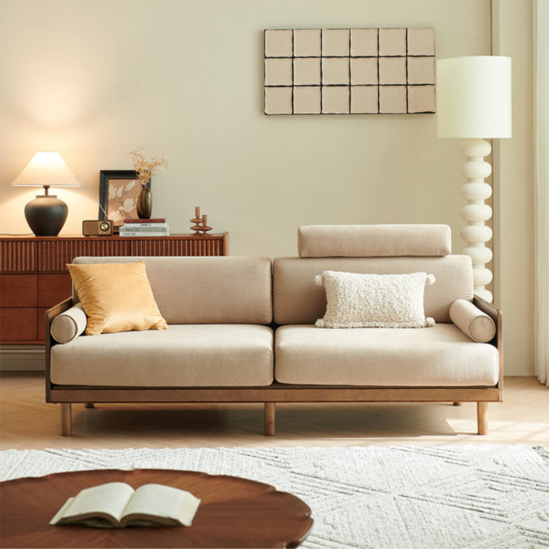 Furnishiaa Retro Style Solid Wood Sofa for Living Room